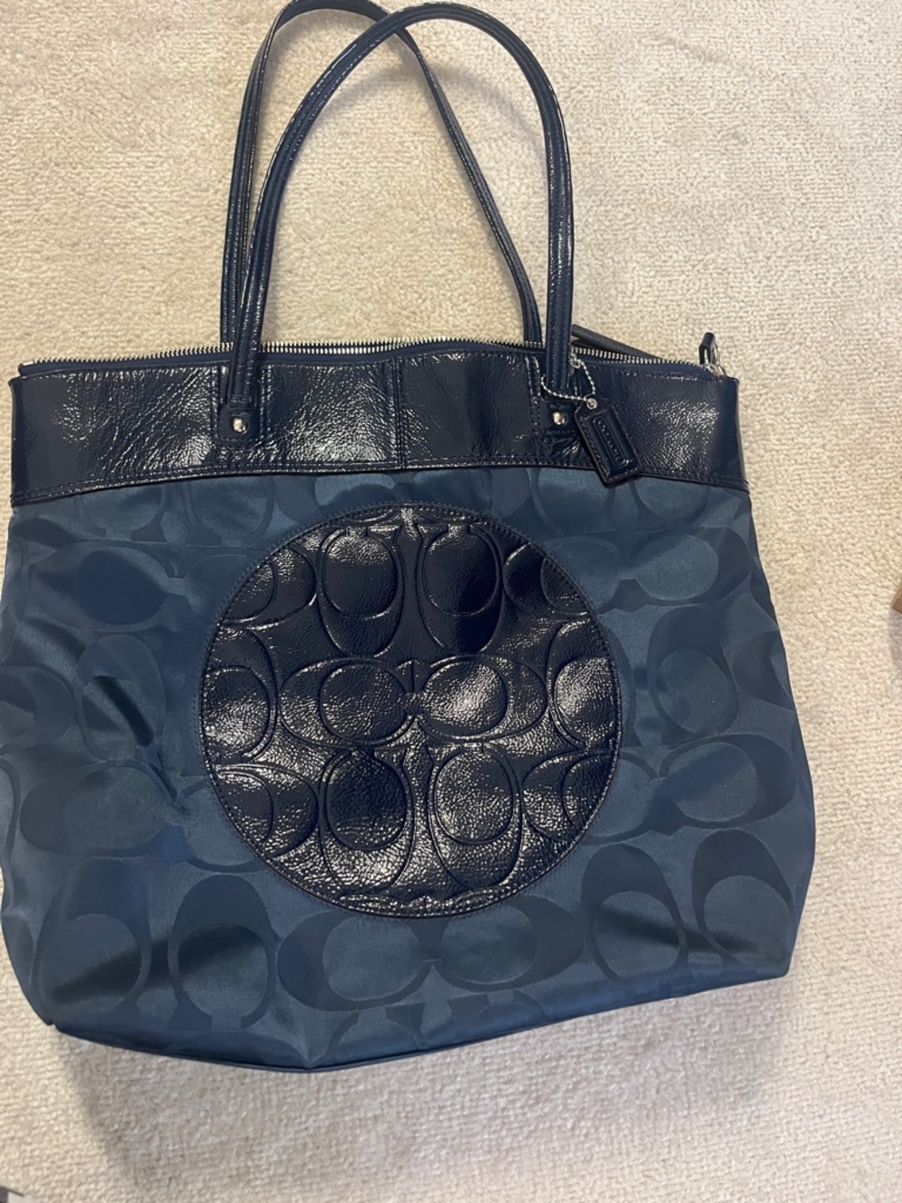 Coach Navy Signature Circle Logo Tote